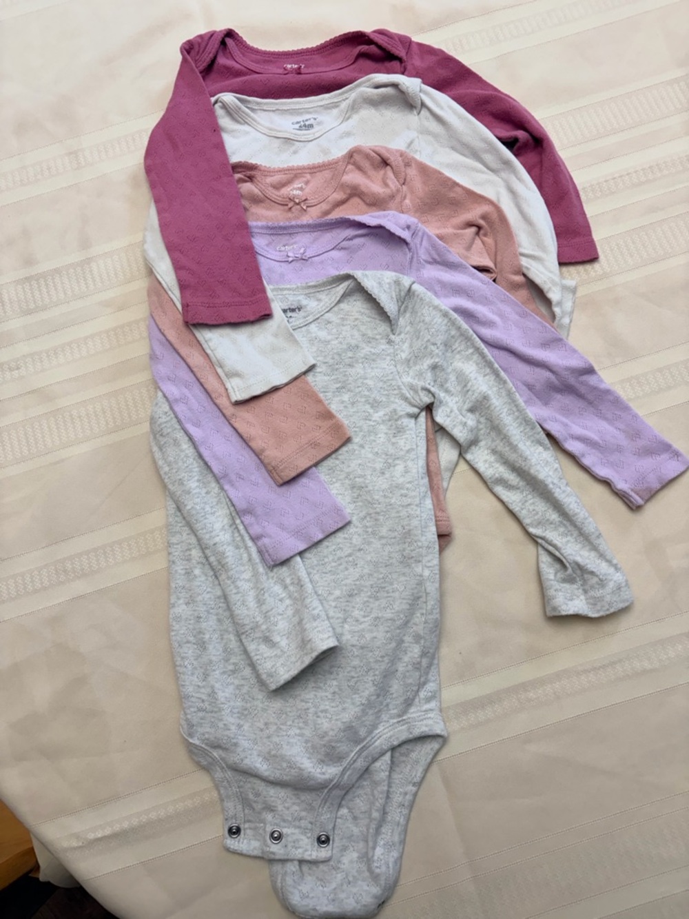 Carter's Long-Sleeve Baby Bodysuit Onesies - Plum, White, Mauve, Lavender, Gray